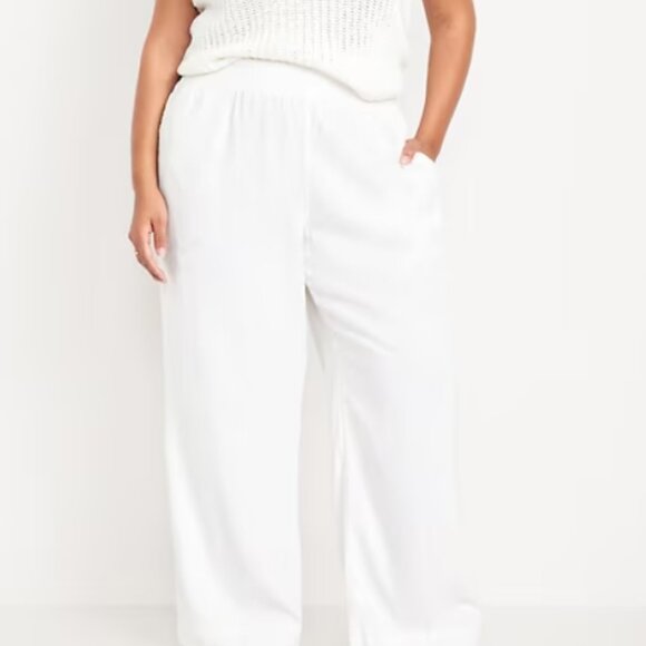 NWT - Old Navy High-Waisted Linen-Blend Wide-Leg Pants - Picture 2 of 6